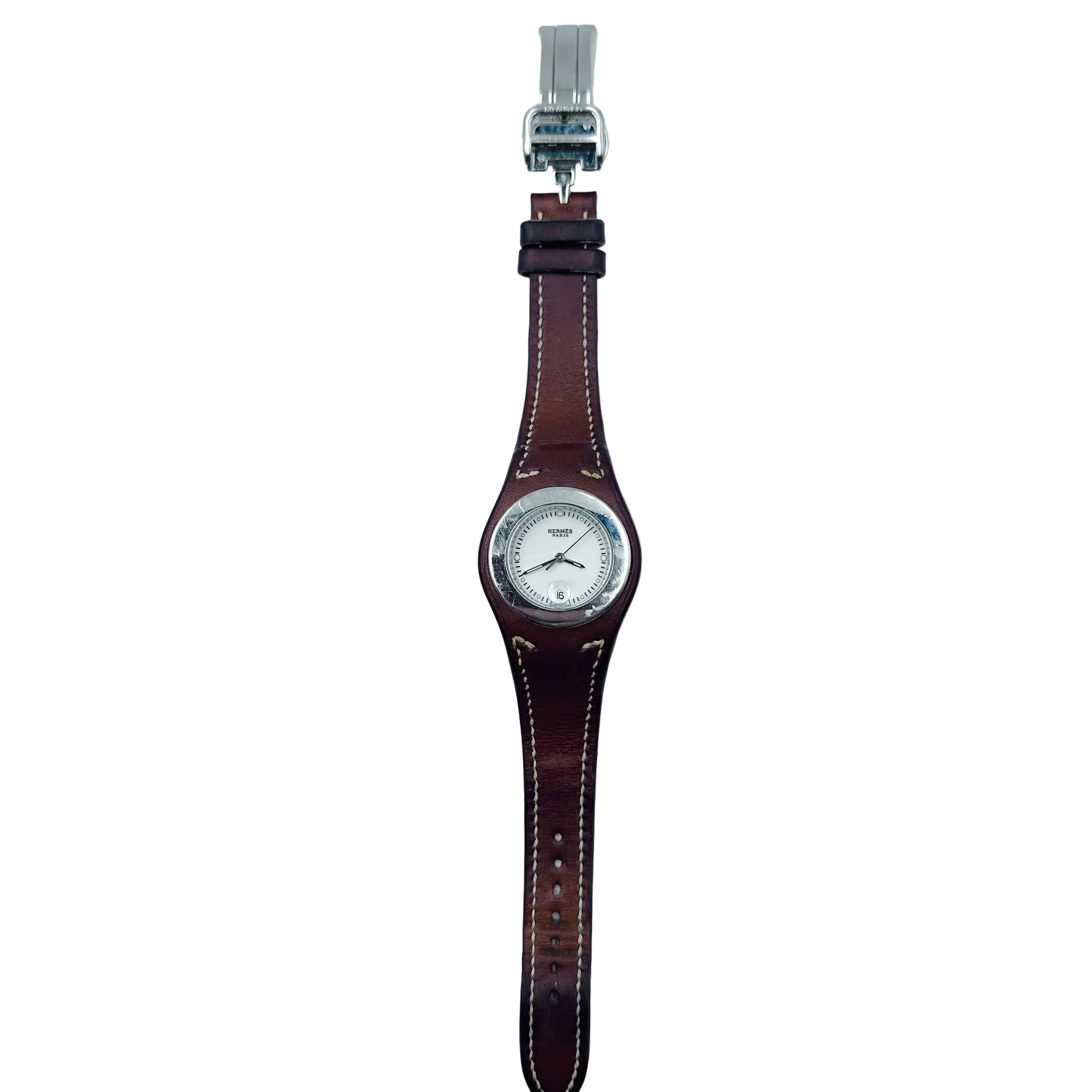 Montre HERMÈS "Harnais" en cuir et acier