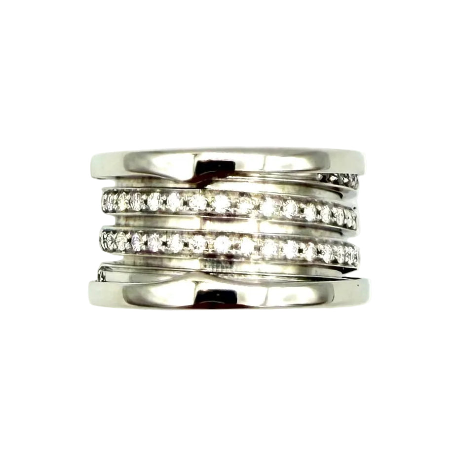 Bague Bandeau BULGARI "B.Zero1" en or blanc et diamants