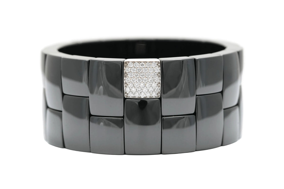 Bracelet Manchette en or blanc, céramique et diamants