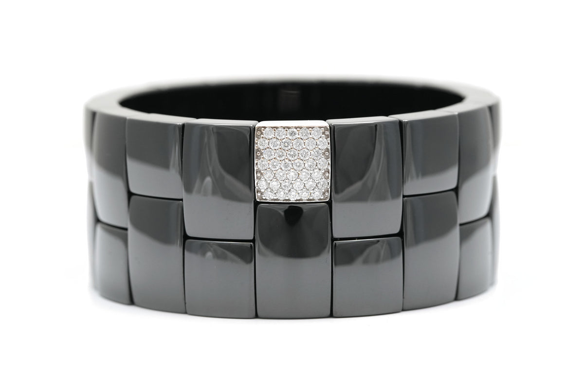 Bracelet Manchette en or blanc, céramique et diamants