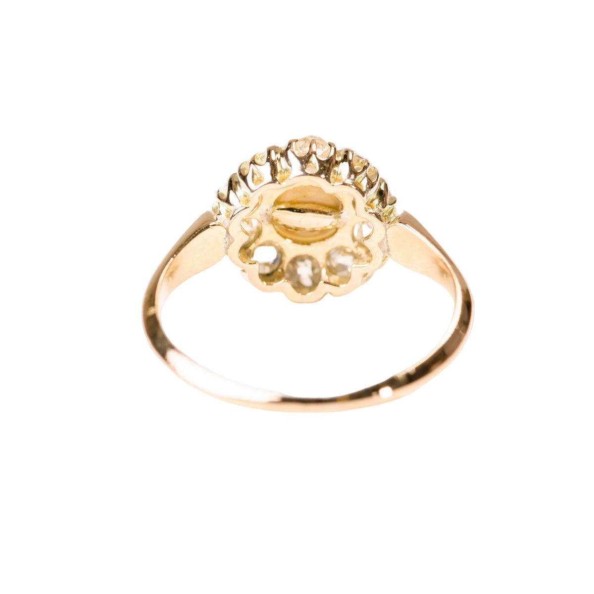 Bague Marguerite en or rose, perle et diamants