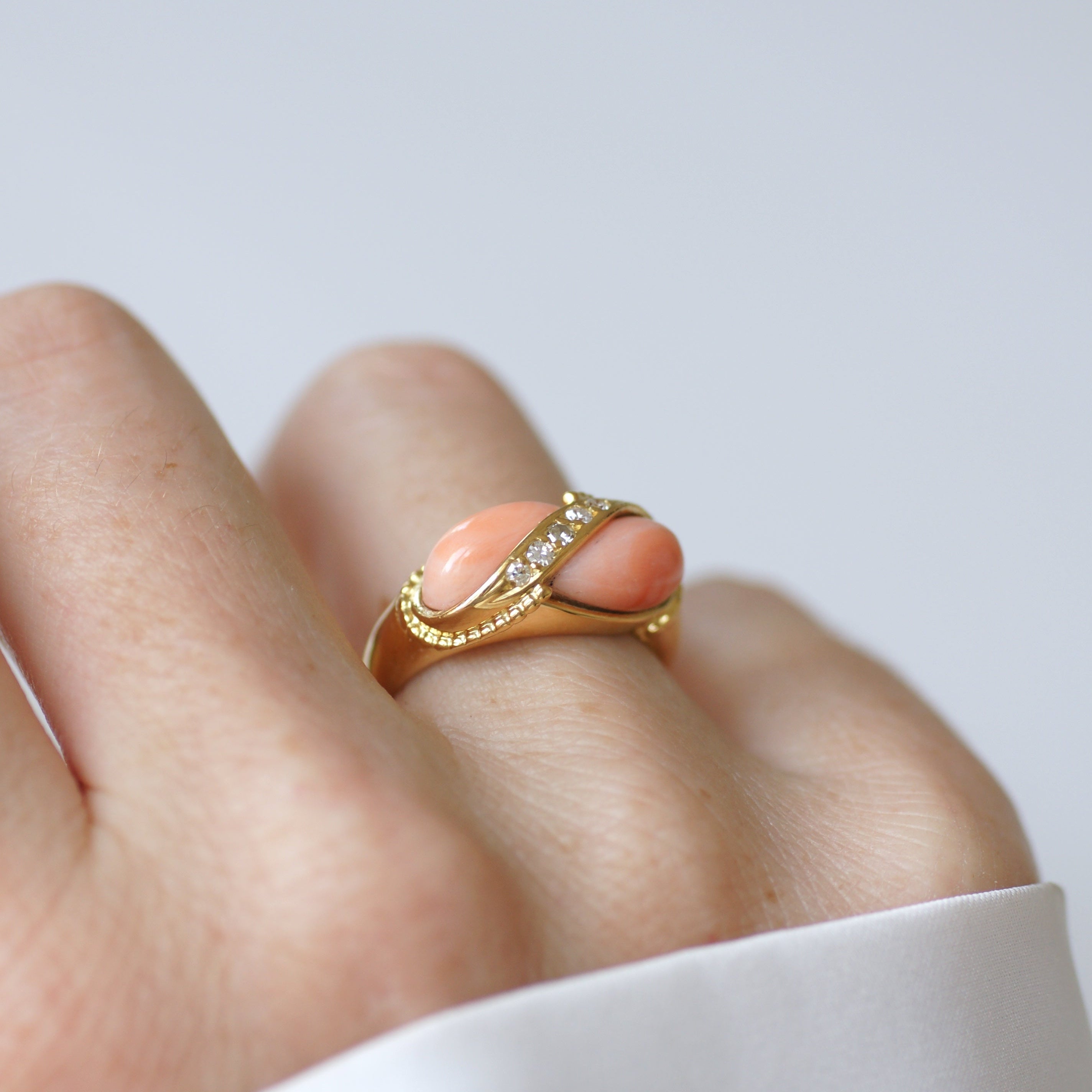 Bague Toi & Moi JEAN & PIERRE BELLIN en or jaune, corail et diamants