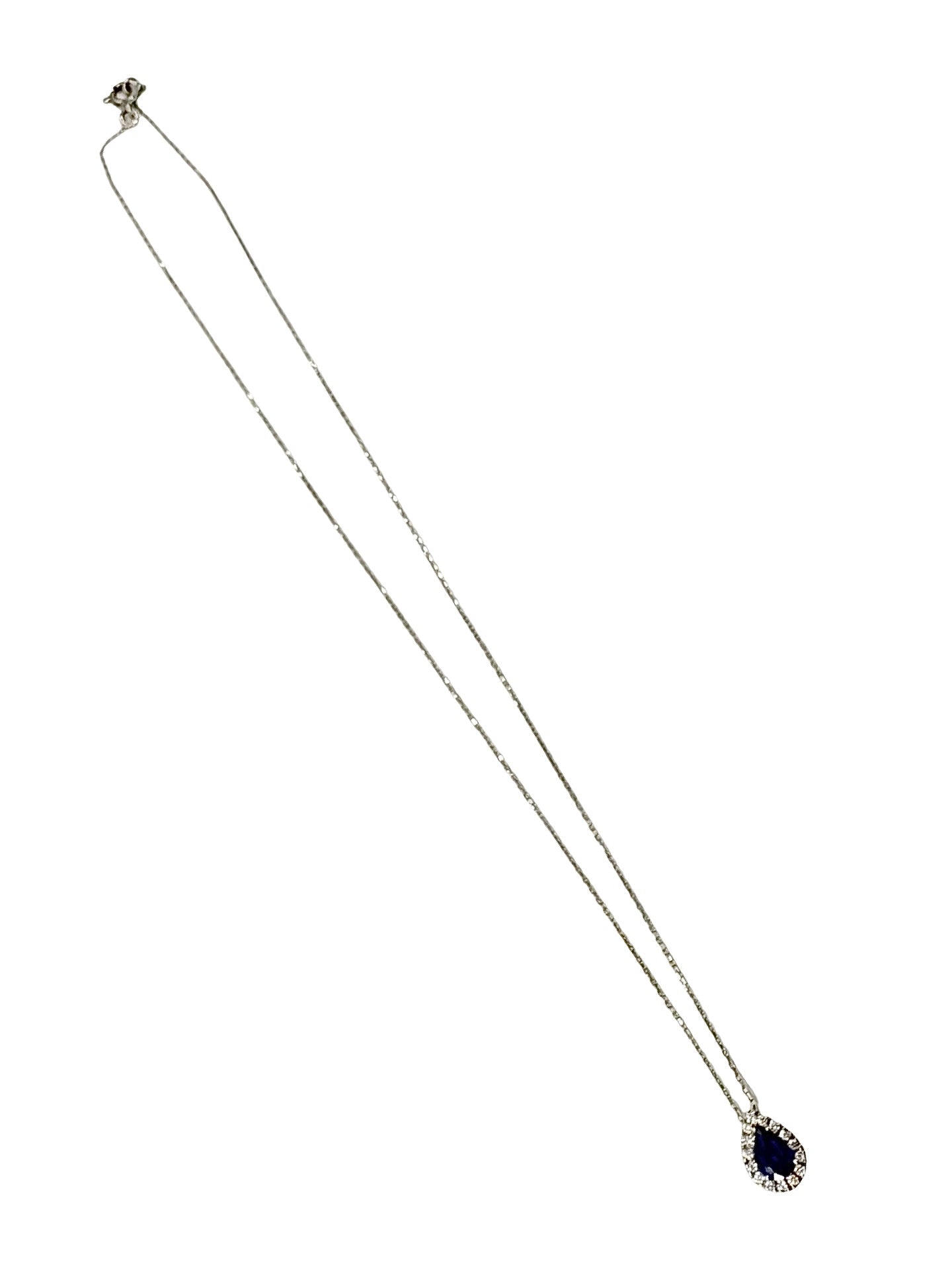 Collier en or blanc, saphir et diamants