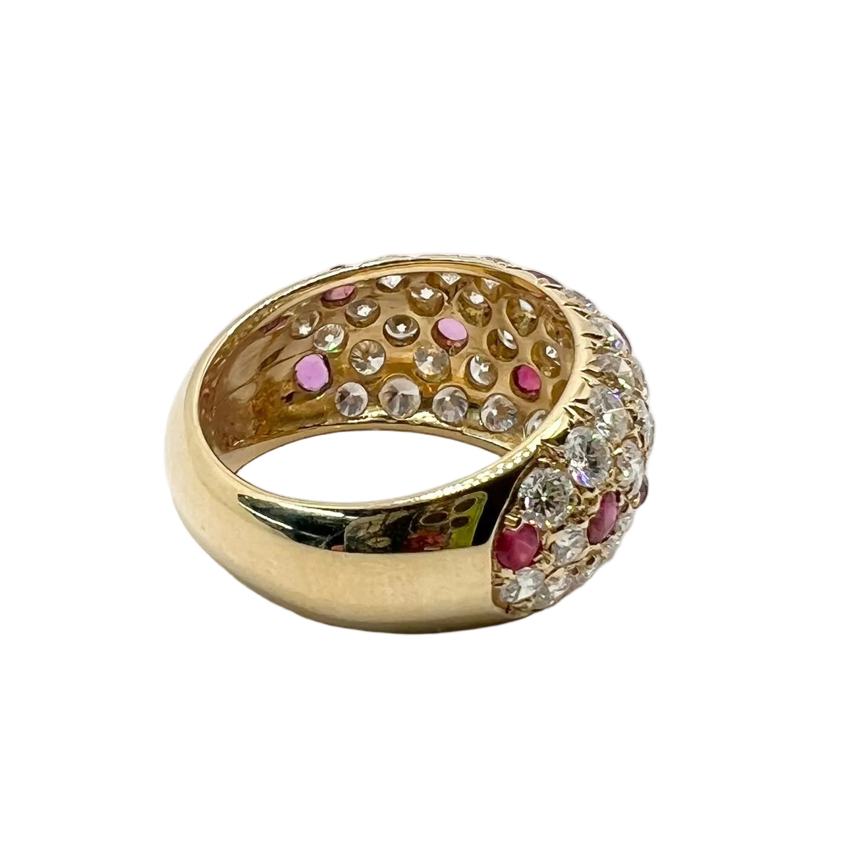 Bague Jonc en or jaune, rubis et diamants