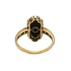 Bague en or jaune, platine, onyx et diamants