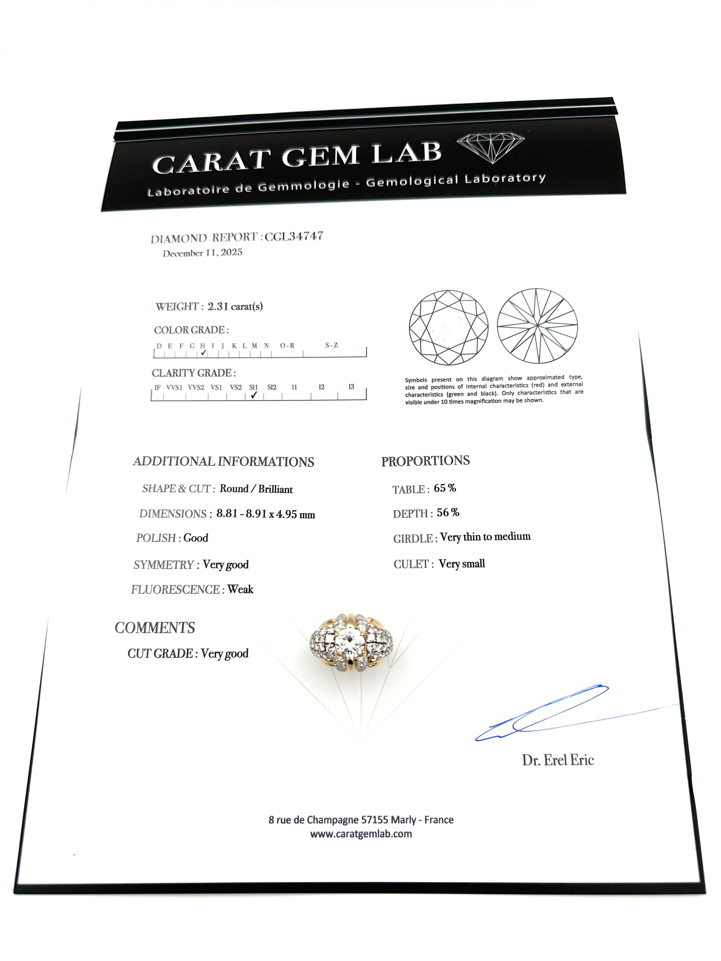 Bague en or, platine et diamants