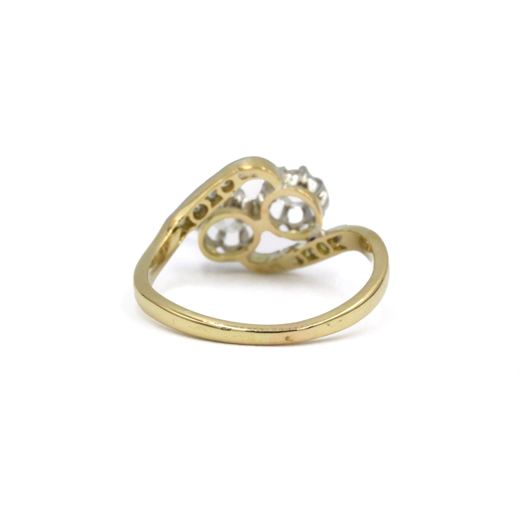 Bague Toi & Moi en or blanc, or jaune et diamants