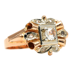 Bague Tank en or blanc, or jaune et diamants