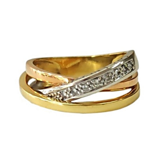 Bague Alliance GUY LAROCHE en or blanc, or jaune, or rose et diamants
