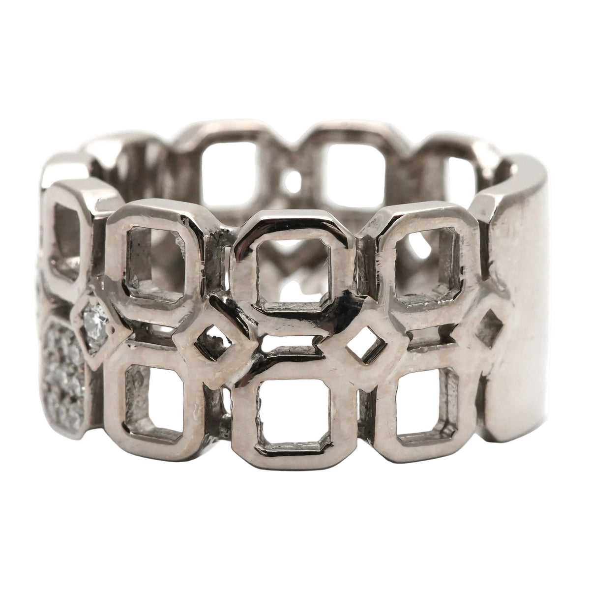 Bague Bandeau en or blanc et diamants
