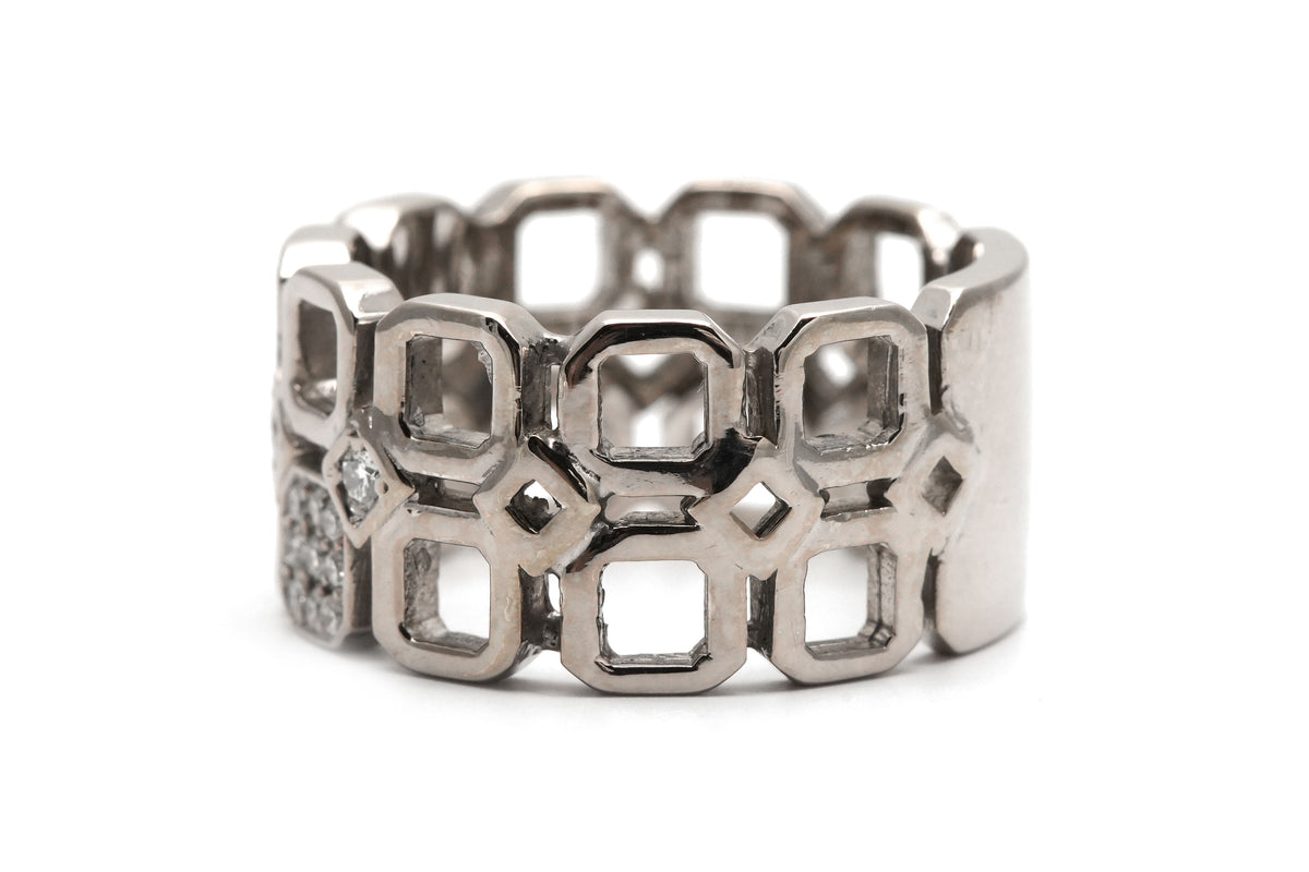 Bague Bandeau en or blanc et diamants