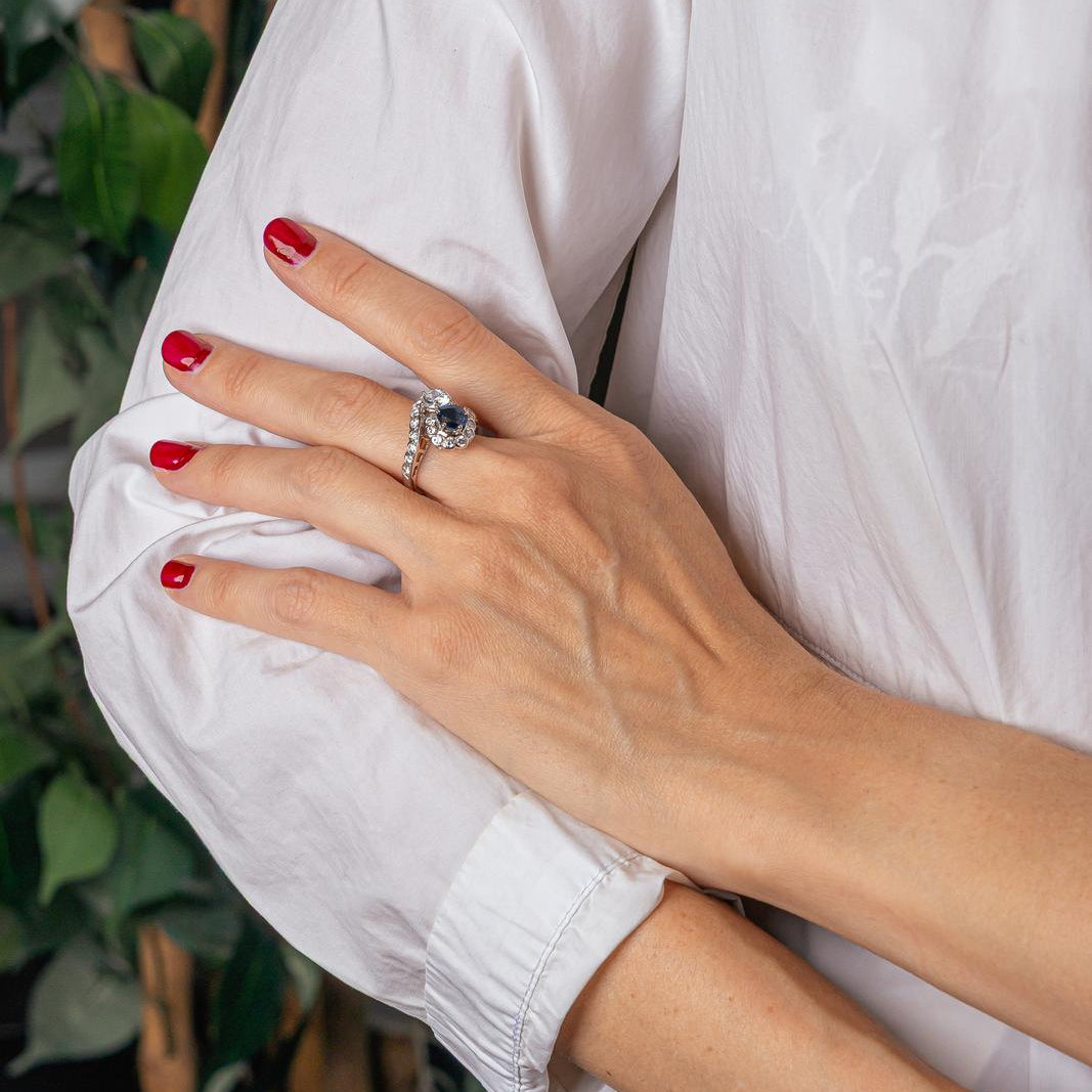 Bague Toi et Moi Or blanc Saphir