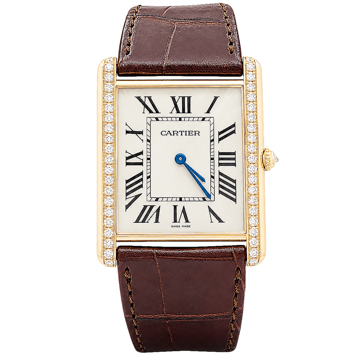 Montre CARTIER "Tank Louis Cartier" XL en or rose, acier et diamants