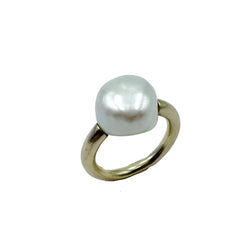 Bague Solitaire en or jaune et perle