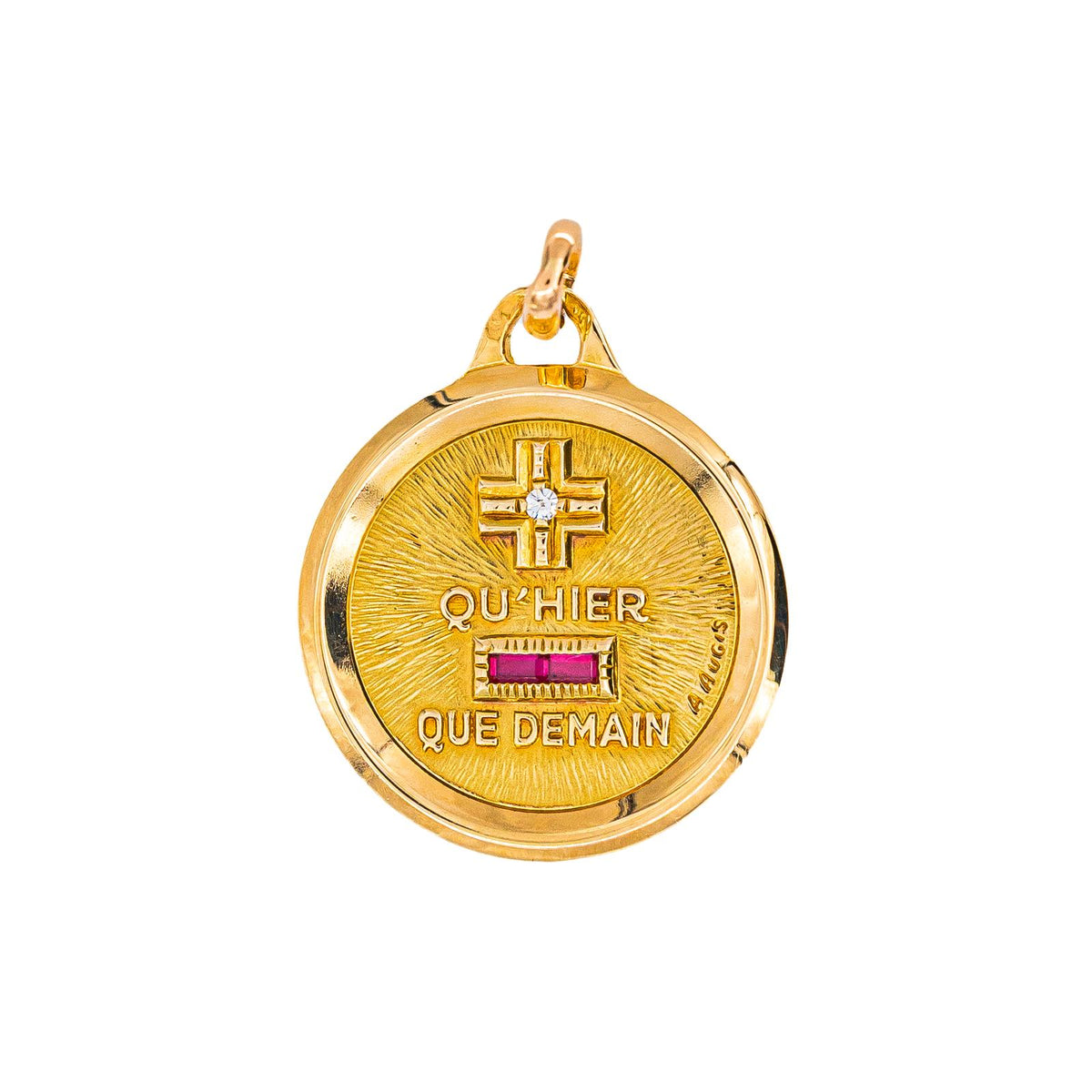 Augis Pendentif Médaille d'amour Or jaune Rubis