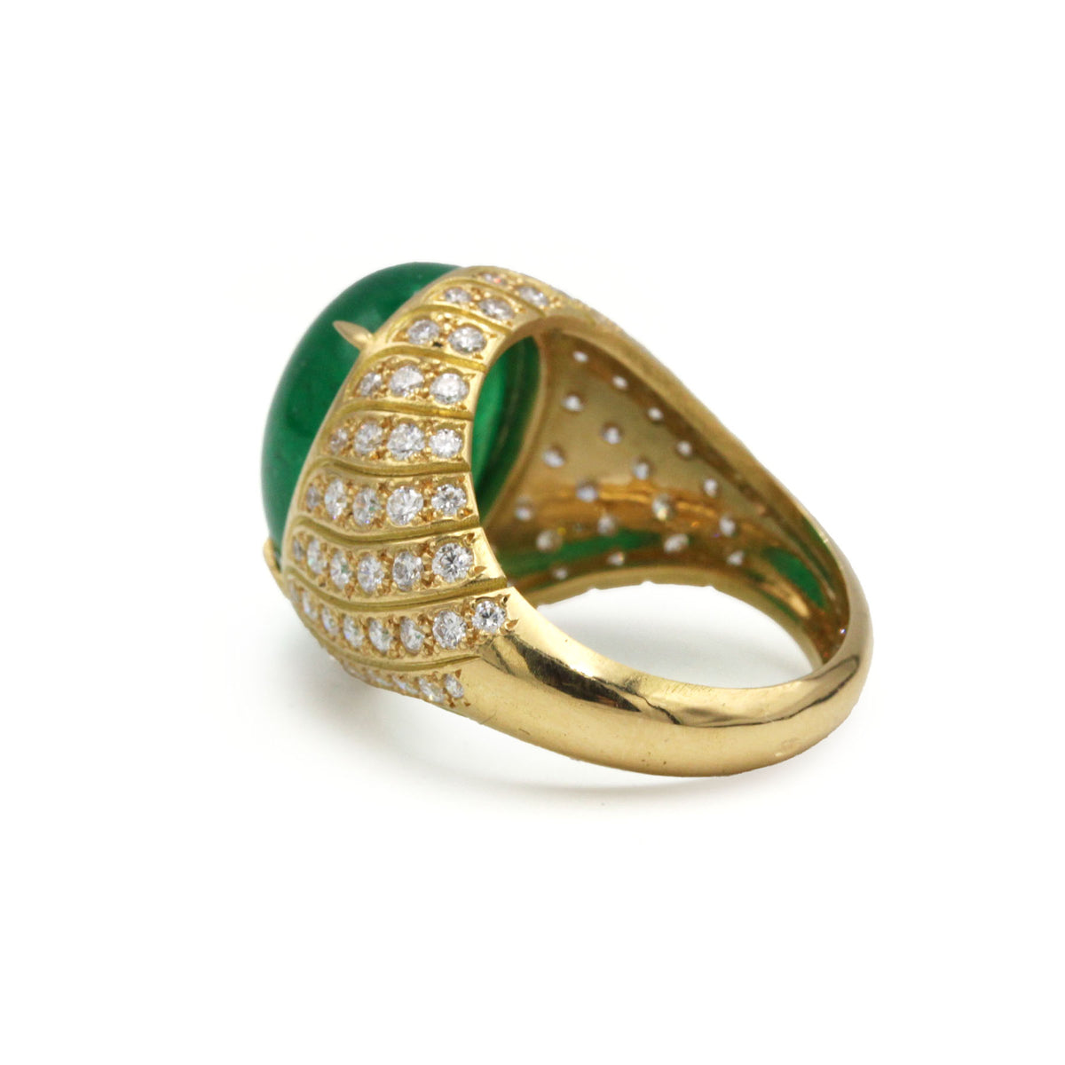 Bague Dôme en or jaune, émeraude et diamants