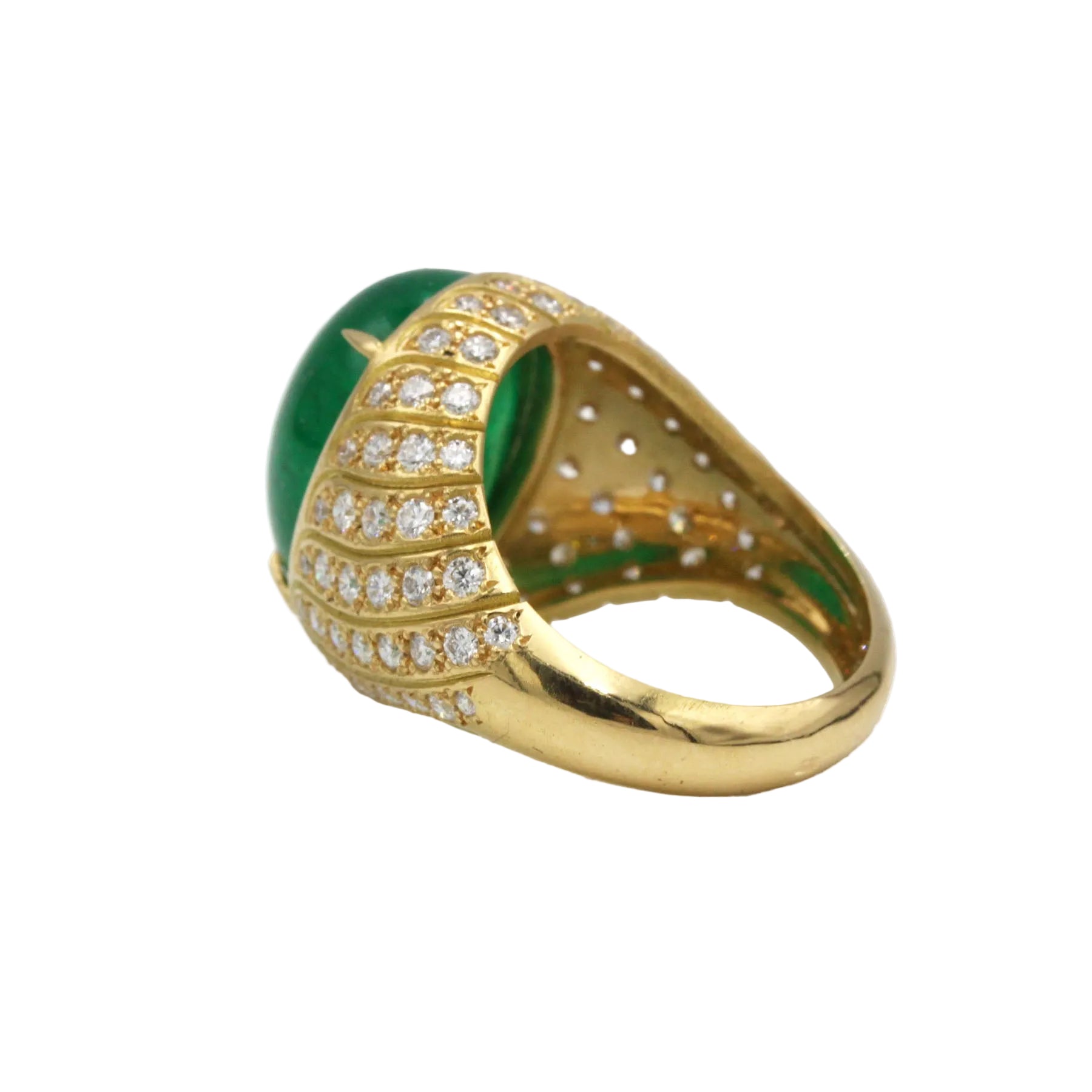 Bague Dôme en or jaune, émeraude et diamants
