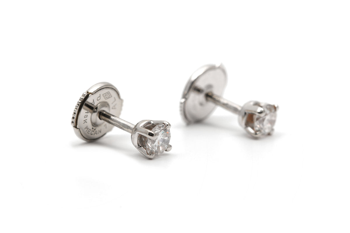 Boucles d'oreilles Puces en or blanc et diamants