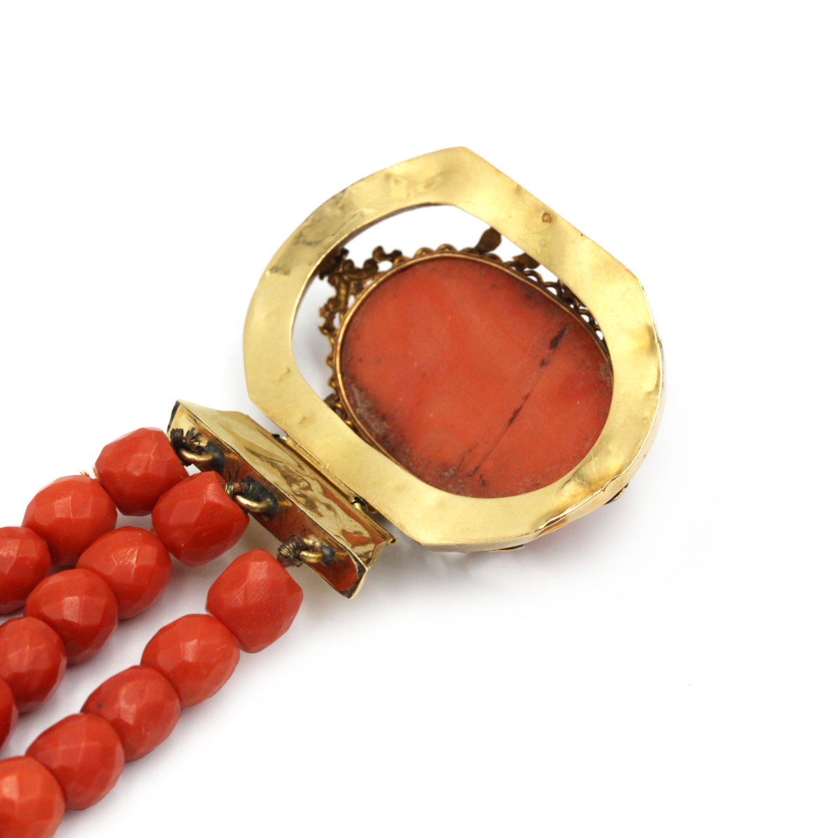 Bracelet - Or jaune, Camée & Corail rouge