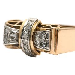 Bague Tank en or jaune et diamants