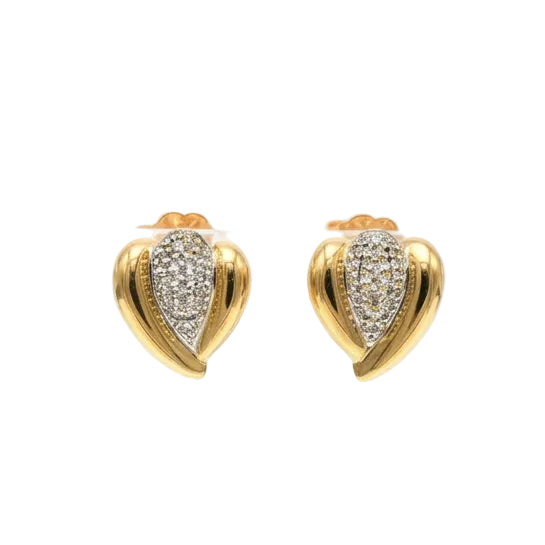 Boucles d'oreilles Puces en or blanc, or jaune et diamants