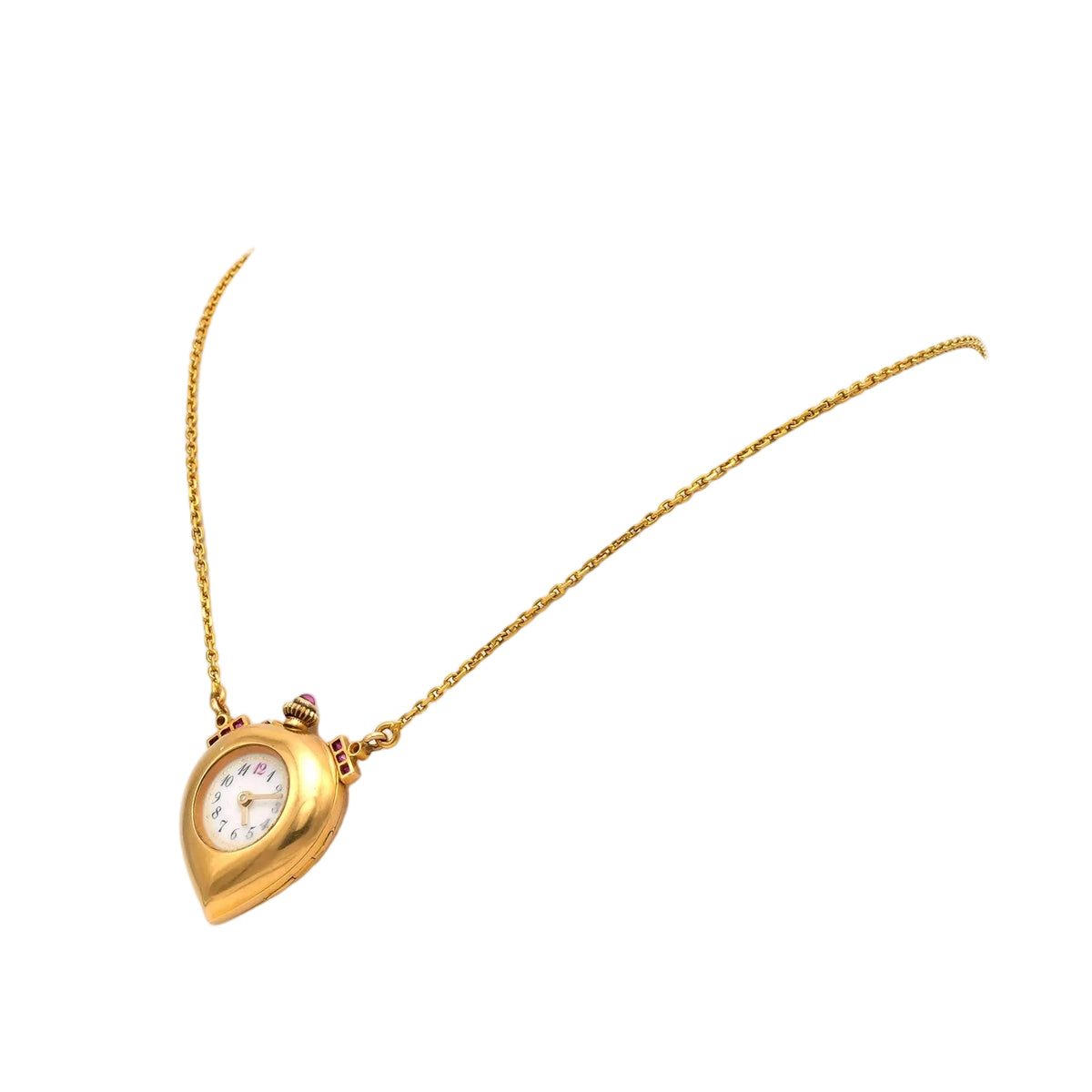 Collier Montre en or jaune, rubis et diamants