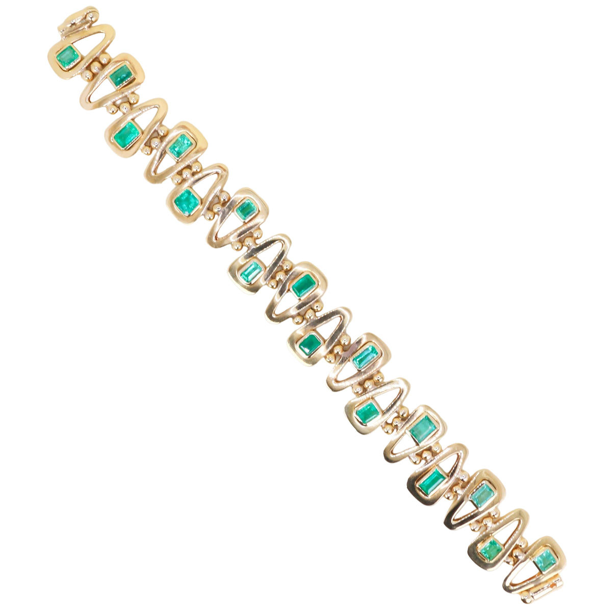 Bracelet Maille en or jaune et émeraudes