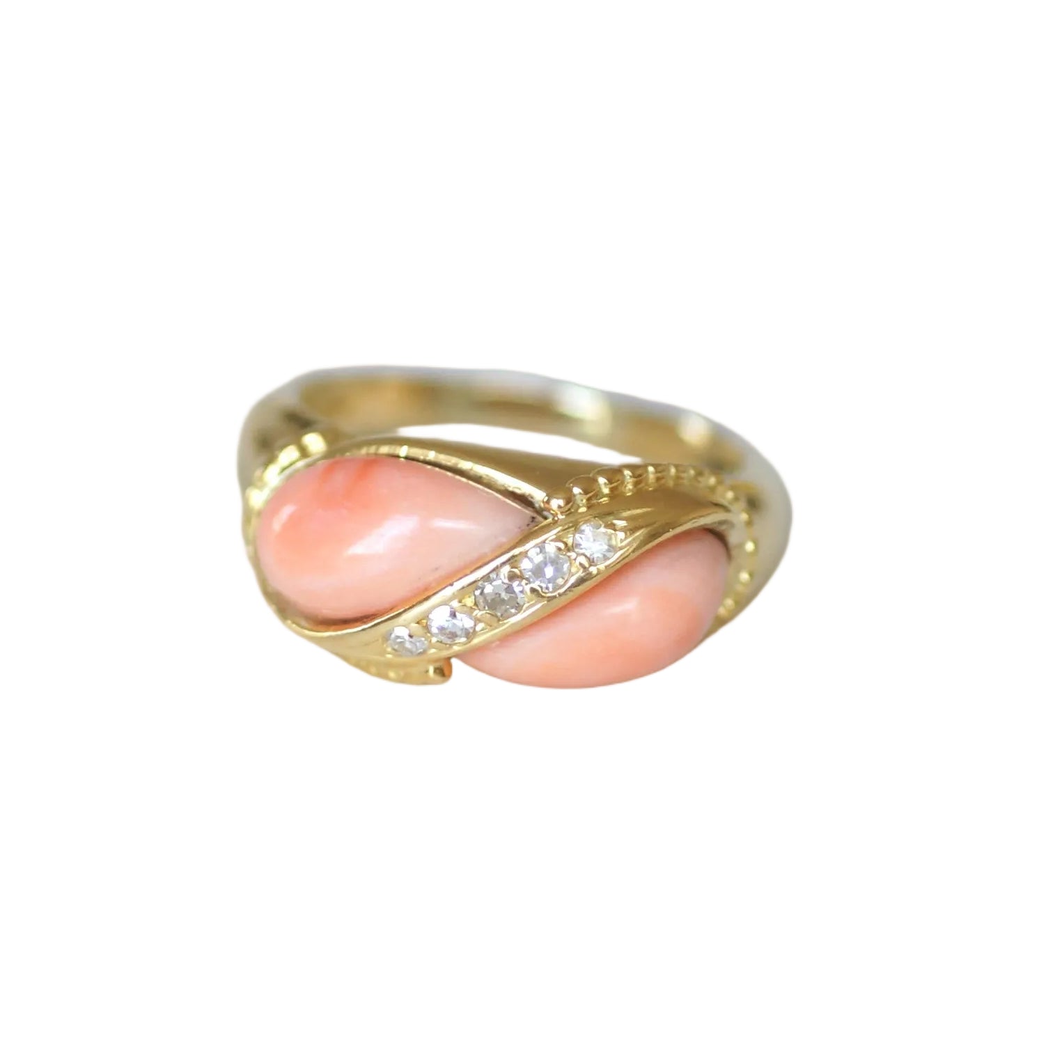 Bague Toi & Moi JEAN & PIERRE BELLIN en or jaune, corail et diamants