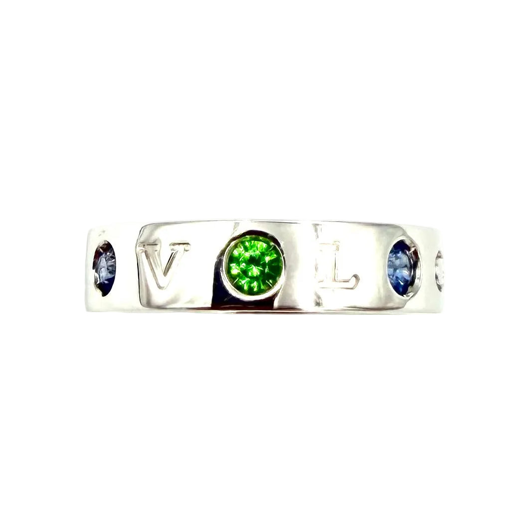 Bague BULGARI "Roman Sorbet" en or blanc, grenats, saphirs et diamant