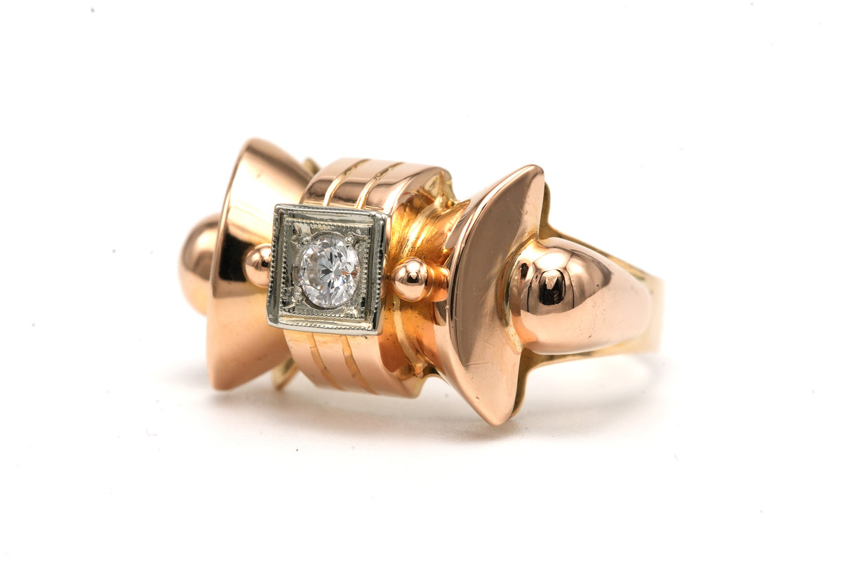 Bague Tank en or jaune et diamants
