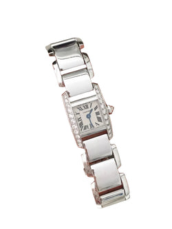 Montre CARTIER "Tankissime" PM en or blanc, acier et diamants