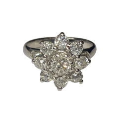 Bague Marguerite en platine et diamants