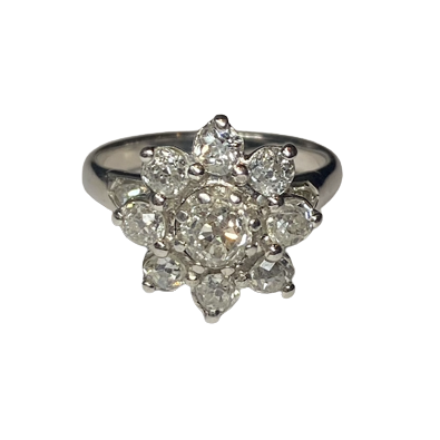 Bague Marguerite en platine et diamants