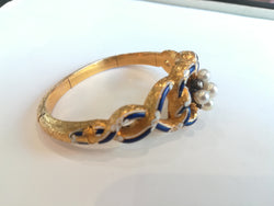 Bracelet ancien Or Email Perles Diamants