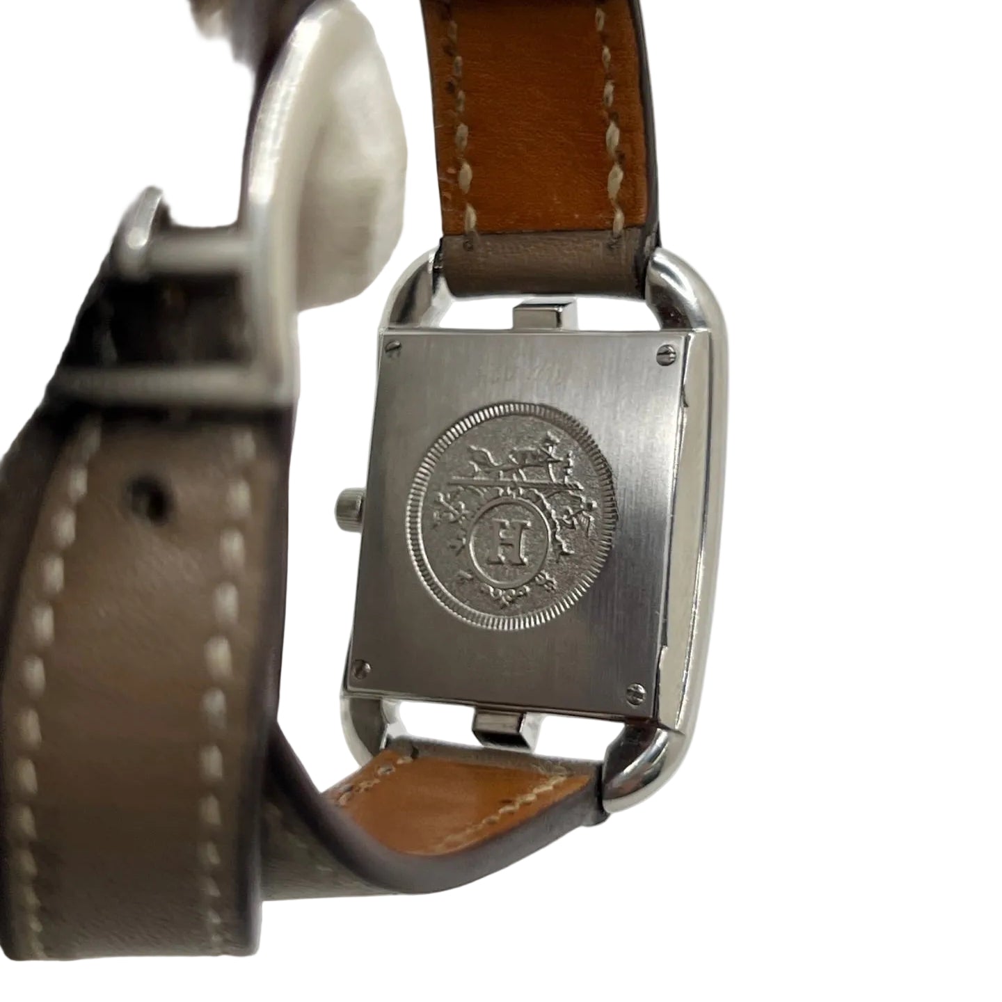 Montre HERMÈS "Cape Cod" PM en acier et cuir