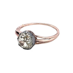 Bague Solitaire en or rose, argent et diamant