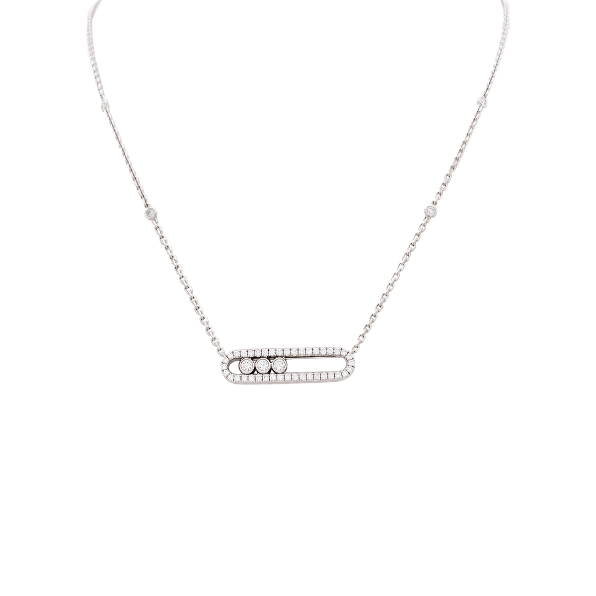 Collier Pendentif MESSIKA Move Classique Pavé en or blanc et diamants