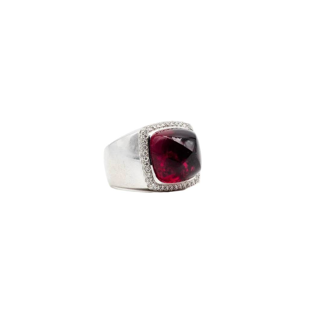 Bague FRED "Pain de sucre" en or blanc, tourmaline rose et diamants