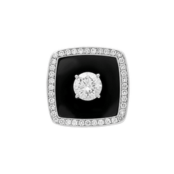 Bague Chanel, "Nuit Noire", or blanc, émail, diamant 1,01 carat.