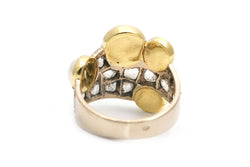 Bague Cocktail en or jaune, perles et diamants
