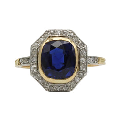 Bague Entourage en or jaune, platine, saphir et diamants
