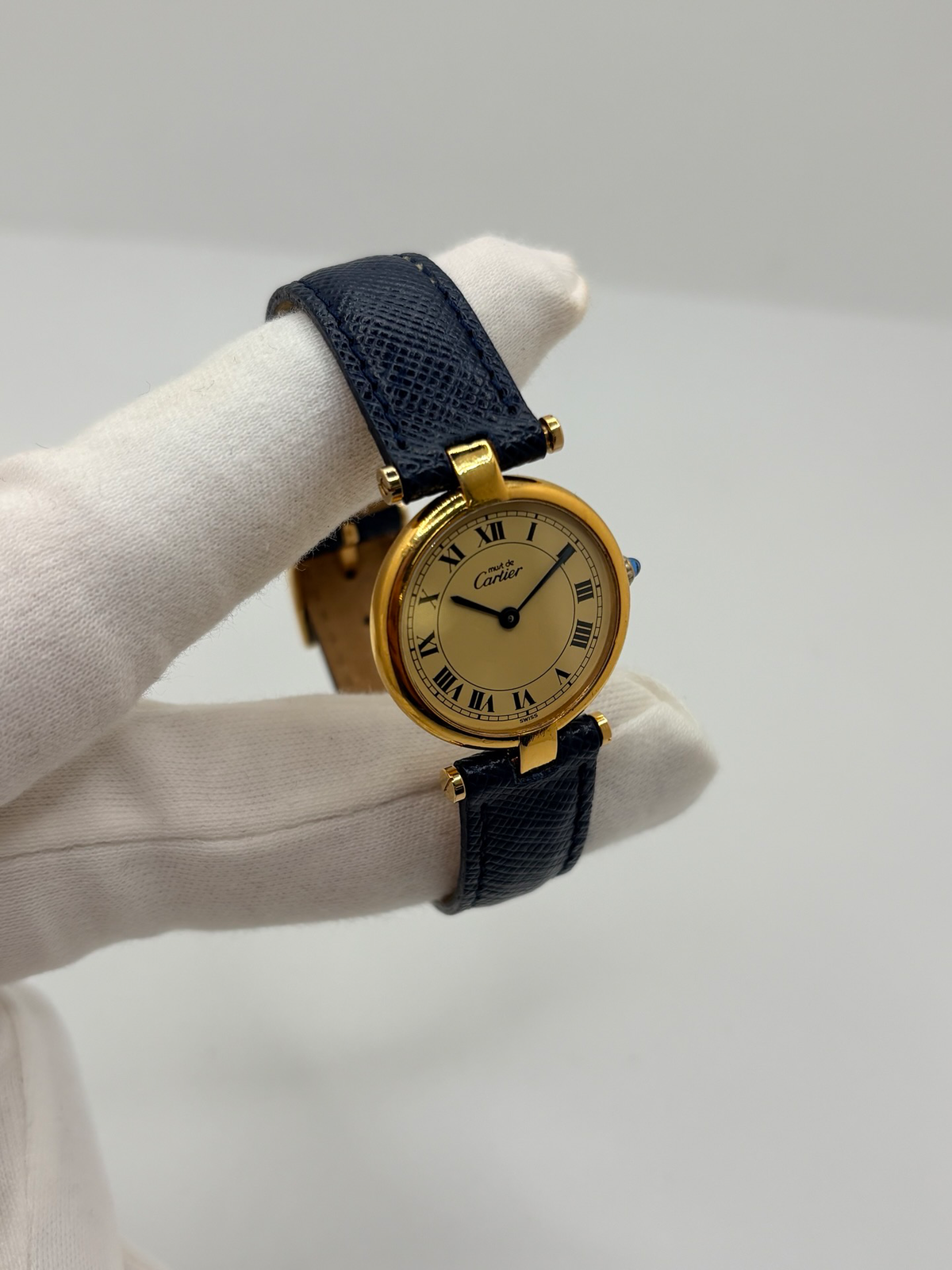Montre CARTIER "Must Vendôme" PM en vermeil et cuir