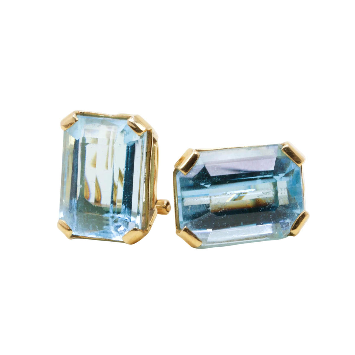Boucles d'oreilles Clips en or jaune et aigues-marines