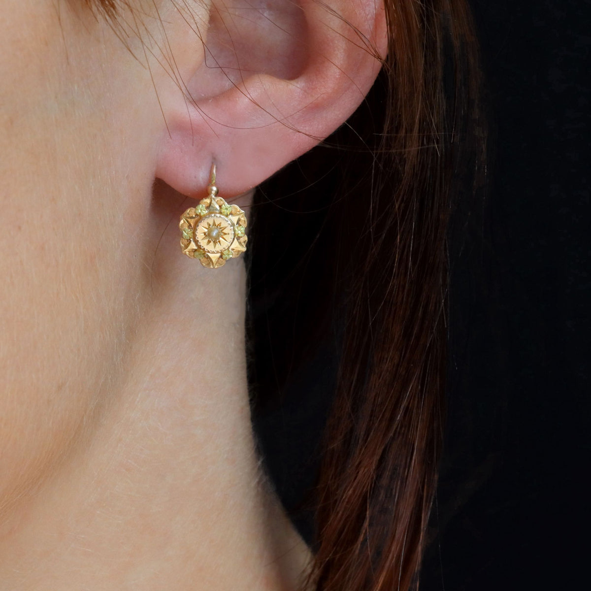 Boucles d'oreilles Dormeuses en or rose et perles