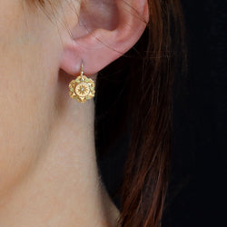 Boucles d'oreilles Dormeuses en or rose et perles