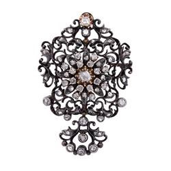 Broche-Pendentif en or jaune, argent et diamants