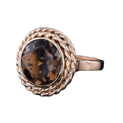 Bague Cocktail en or jaune et quartz