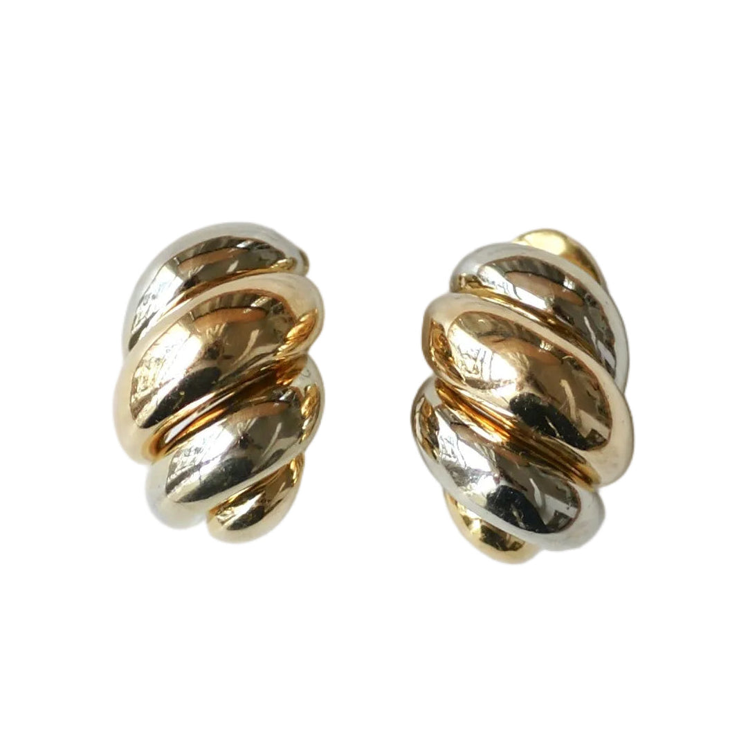 Boucles d'oreilles Clips VAN CLEEF & ARPELS en or blanc et or jaune