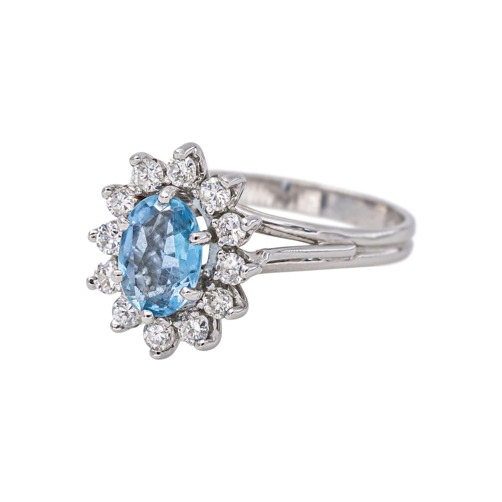 Bague Pompadour Or blanc Aigue Marine