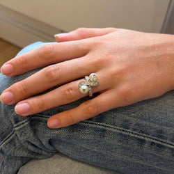 Bague Toi et Moi en or blanc, perles et diamants